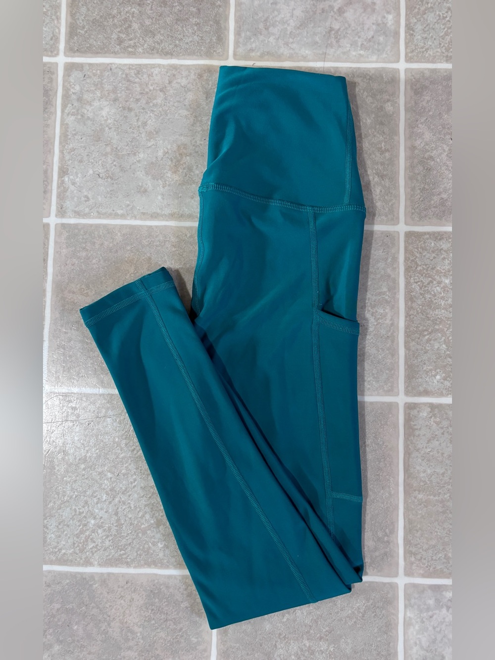 Women’s Teal Lined High-Waist Performance Leggings with Side Pocket